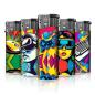 Preview: Pop Art Gaming Motivfeuerzeug 50er-Display in Rot, Blau, Gelb – Sicheres Zubehör bei Emma Trade GmbH für Tankstellen und Kioske - Einzeln