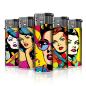 Preview: Pop Art Woman Motivfeuerzeug 50er-Display in Pink, Gelb, Blau – Sicheres Zubehör bei Emma Trade GmbH für Tankstellen und Kioske - Einzeln