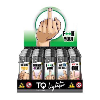 Finger Motivfeuerzeug 50er-Display in Weiß/Rot, Blau/Weiß – Sicheres Zubehör bei Emma Trade GmbH für Tankstellen und Kioske - Display