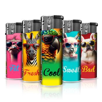 Animal Sunglasses Motivfeuerzeug 50er-Display in Orange, Blau, Gelb – Sicheres Zubehör bei Emma Trade GmbH für Tankstellen und Kioske - Einzeln