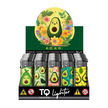 Avocados Motivfeuerzeug 50er-Display in Grün, Gelb, Weiß – Sicheres Zubehör bei Emma Trade GmbH für Tankstellen und Kioske - Display