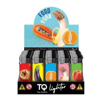 Motivfeuerzeug 50er-Display mit Food Porn Motiv – Sicheres Zubehör bei Emma Trade GmbH für Tankstellen und Kioske - Display