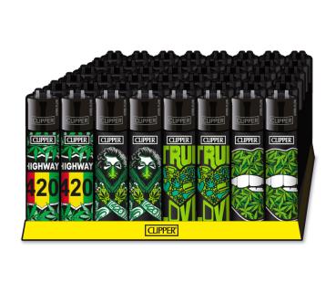 Clipper Classic Large 420 Mix #1 Feuerzeug mit Hanf-Motiven Großhandel - Verpackungseinheit