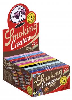 Smoking Brown Creators King Size + Tips Heftchen mit 16 Designs – Ungebleichtes Reispapier von Emma Trade GmbH für Tankstellen und Kioske