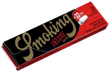Smoking Deluxe King Size + Tips Heftchen mit 33 Blättchen und Tips – Ultradünnes Reispapier von Emma Trade GmbH für Tankstellen und Kioske