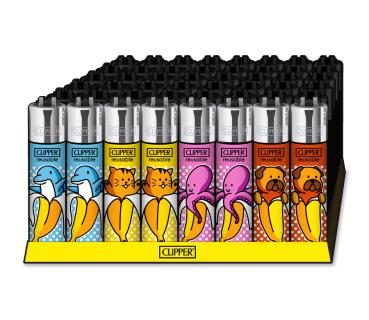 Clipper Classic Large Bananen Feuerzeug mit Tiermotiv im Großhandel - Verpackungseinheit