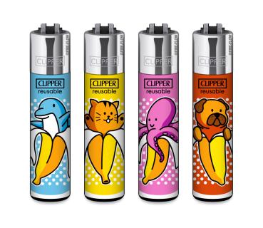 Clipper Classic Large Bananen Feuerzeug mit Tiermotiv im Großhandel - Motive