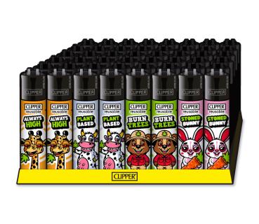 Clipper Classic Large Stoned Animals #2 Feuerzeug mit bekifftem Tiermotiv Großhandel - Verpackungseinheit