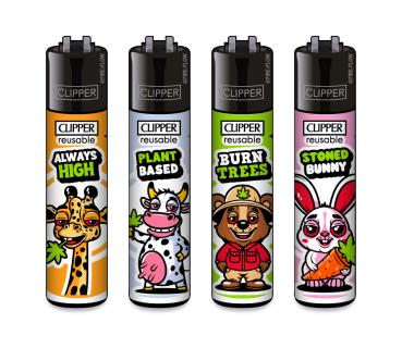 Clipper Classic Large Stoned Animals #2 Feuerzeug mit bekifftem Tiermotiv Großhandel - Motive