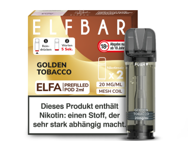 Elfbar Elfa Pods Golden Tobacco 2er-Pack – Klassischer Dampfgenuss bei Emma Trade GmbH für Tankstellen und Kioske