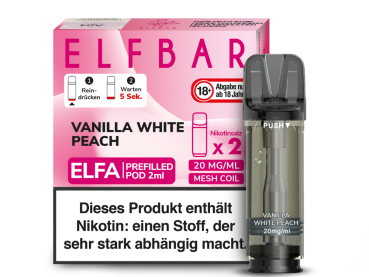 Elfbar ELFA Pods Vanilla White Peach 20mg 2er Pack mit Vanille-Pfirsich Geschmack