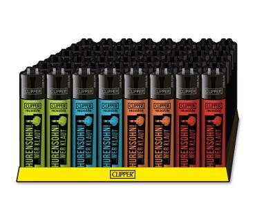 CLIPPER Classic Large „Hurensohn! Wer klaut“ – vier Farben – Großhandel Emma Trade GmbH - Verpackungseinheit