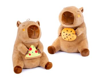 Capybara Plüschtier 55 cm, 2 Motive: Pizza oder Cookie – Emma Trade Großhandel