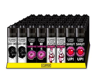 Clipper Classic Large Slogan #35 Feuerzeug mit pinken Akzenten Großhandel - Verpackungseinheit