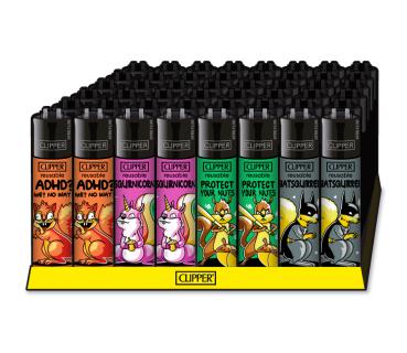 Clipper Classic Large Squirrels Feuerzeug mit frechem Eichhörnchen-Motiv Großhandel - Verpackungseinheit