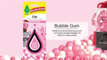 Wunderbaum Clip Bubble Gum in Pink – Frischer Autoduft bei Emma Trade GmbH für Tankstellen und Kioske - Produktbeschreibung