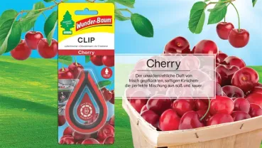 Wunderbaum Clip Cherry in Rot – Frischer Autoduft bei Emma Trade GmbH für Tankstellen und Kioske - Produktbeschreibung