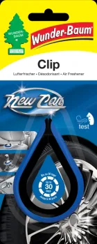 Wunderbaum Clip New Car in Blau – Frischer Autoduft bei Emma Trade GmbH für Tankstellen und Kioske - Verpackt