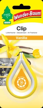 Wunderbaum Clip Vanilla in Gelb – Frischer Autoduft bei Emma Trade GmbH für Tankstellen und Kioske - Verpackt