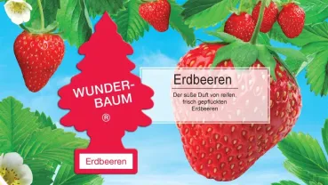 Wunderbaum Erdbeere Duftbaum in Rot – Frischer Autoduft bei Emma Trade GmbH für Tankstellen und Kioske - Produktbeschreibung