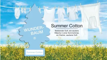 Wunderbaum Summer Cotton Duftbaum in Hellblau – Frischer Autoduft bei Emma Trade GmbH für Tankstellen und Kioske - Produktbeschreibung