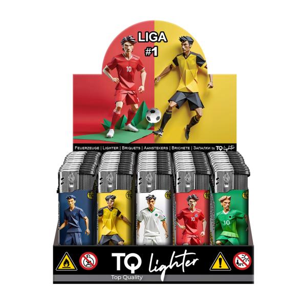 Liga #1 Motivfeuerzeug 50er-Display in Rot, Blau, Grün – Sicheres Zubehör bei Emma Trade GmbH für Tankstellen und Kioske - Display