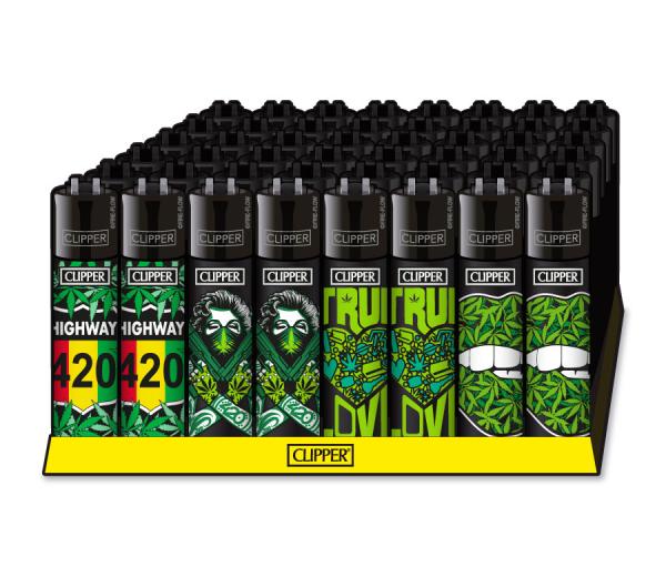 Clipper Classic Large 420 Mix #1 Feuerzeug mit Hanf-Motiven Großhandel - Verpackungseinheit