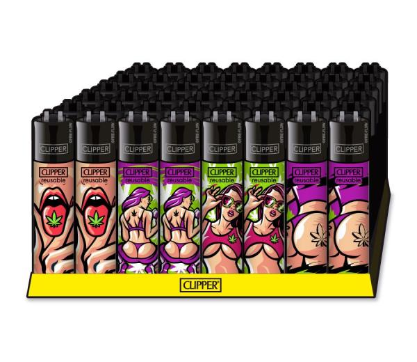 Clipper Classic Large 420 Girls Feuerzeug mit Hanf-Motiv Großhandel - Verpackungseinheit