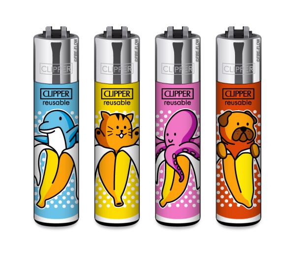 Clipper Classic Large Bananen Feuerzeug mit Tiermotiv im Großhandel - Motive