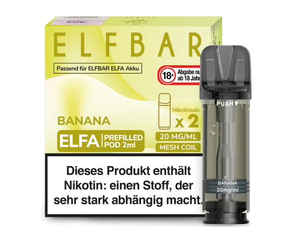 Elfbar Elfa Pods Banana 2er-Pack – Cremiger Dampfgenuss bei Emma Trade GmbH für Tankstellen und Kioske