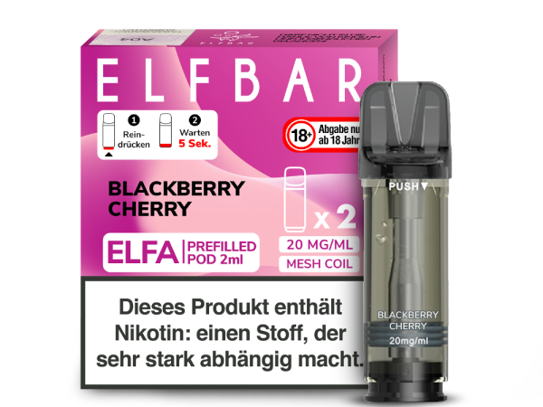 Elfbar ELFA Pods Blackberry Cherry – vorbefüllte 2er-Pods für ELFA – Emma Trade Großhandel