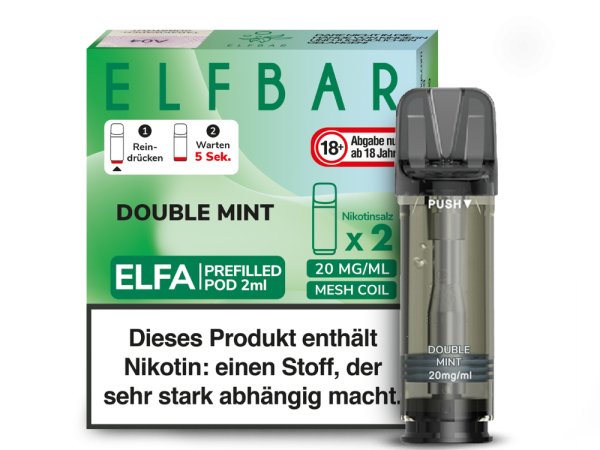 Elfbar ELFA Pods Double Mint 20mg 2er Pack mit Doppelminz Geschmack