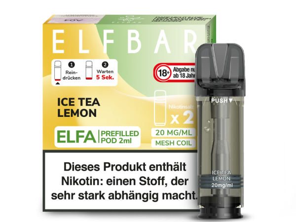 Elfbar ELFA Pods Ice Tea Lemon 20mg 2er Pack mit Zitronen-Eistee Geschmack