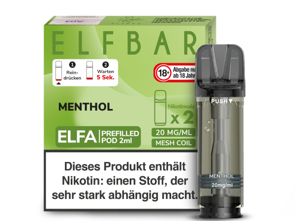 Elfbar Elfa Pods Menthol 2er-Pack – Kühler Dampfgenuss bei Emma Trade GmbH für Tankstellen und Kioske