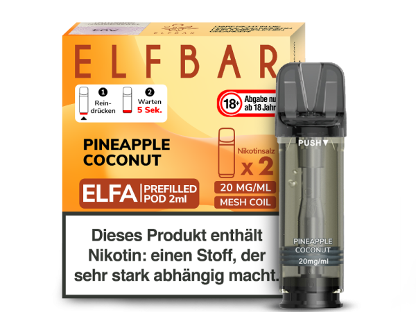 Elfbar ELFA Pods Pineapple Coconut – vorbefüllte Pods für ELFA & ELFA Pro – Großhandel Emma Trade GmbH