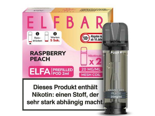 Elfbar ELFA Pods Raspberry Peach 20mg 2er Pack mit Himbeer-Pfirsich Geschmack