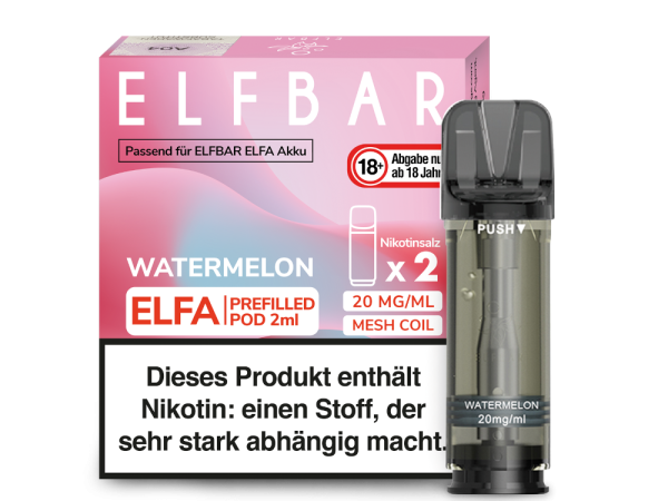 Elfbar Elfa Pods Watermelon 2er-Pack – Erfrischender Dampfgenuss bei Emma Trade GmbH für Tankstellen und Kioske