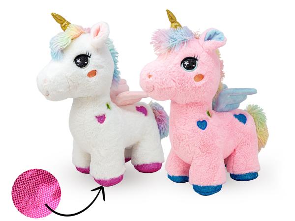 Einhorn Plüschtier 55 cm mit Flügeln – 2 Designs (weiß & rosa) – Emma Trade Großhandel