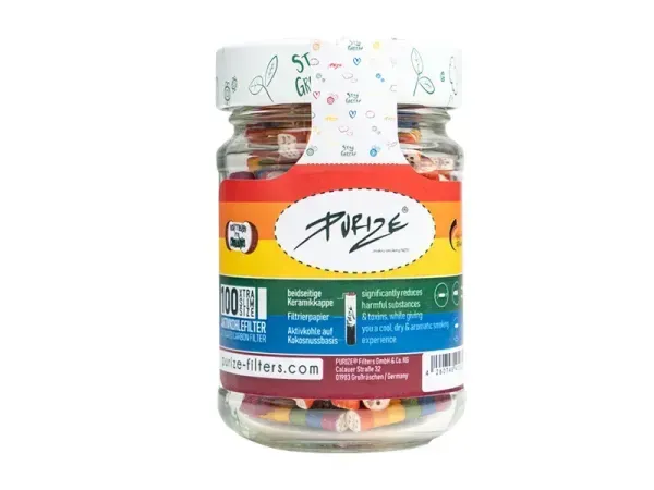 Purize Aktivkohlefilter 100 Stück Glas Rainbow Xtra Slim Size