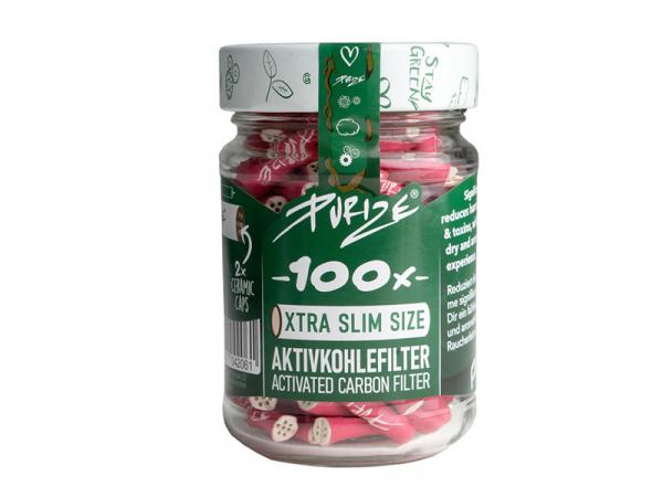 Purize Pink 100er Glas mit 100 XTRA Slim Filtern in Pink – Nachhaltiges Zubehör bei Emma Trade GmbH für Tankstellen und Kioske