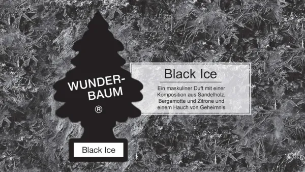 Wunderbaum Black Ice Duftbaum in Schwarz – Frischer Autoduft bei Emma Trade GmbH für Tankstellen und Kioske - Produktbeschreibung