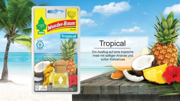 Wunderbaum Duftflakon Tropical – Exotischer Autoduft bei Emma Trade GmbH für Tankstellen und Kioske - Produktbeschreibung