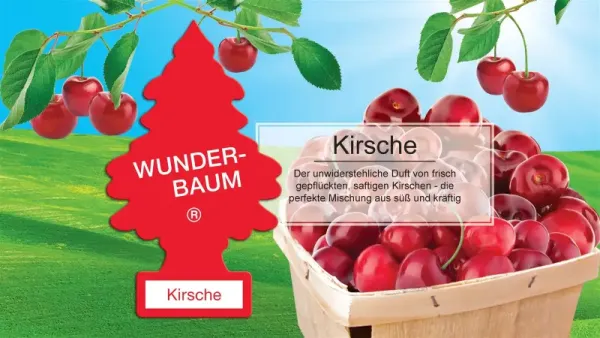 Wunderbaum Kirsche Duftbaum in Rot – Frischer Autoduft bei Emma Trade GmbH für Tankstellen und Kioske - Produktbeschreibung