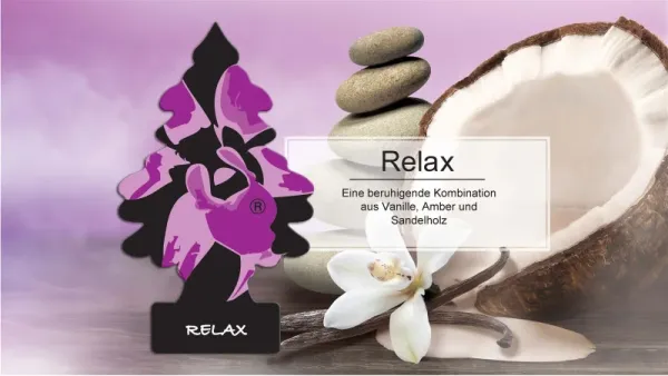 Wunderbaum Relax Duftbaum in Schwarz und Lila – Frischer Autoduft bei Emma Trade GmbH für Tankstellen und Kioske - Produktbeschreibung