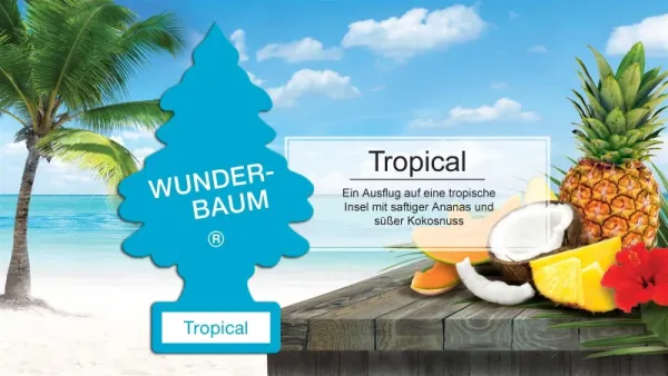 Wunderbaum Tropical Duftbaum in Blau – Frischer Autoduft bei Emma Trade GmbH für Tankstellen und Kioske - Produktbeschreibung