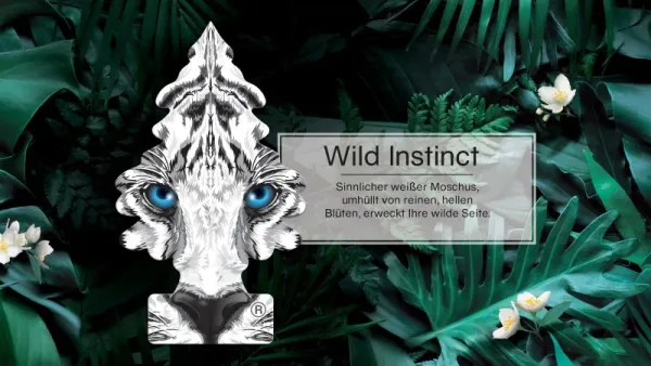 Wunderbaum Wild Instinct Duftbaum in Weiß und Schwarz – Frischer Autoduft bei Emma Trade GmbH für Tankstellen und Kioske - Produktbeschreibung